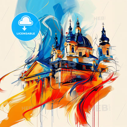 Vibrant St. Catharines, Canada - A Painting Of A Building With A Colorful Background