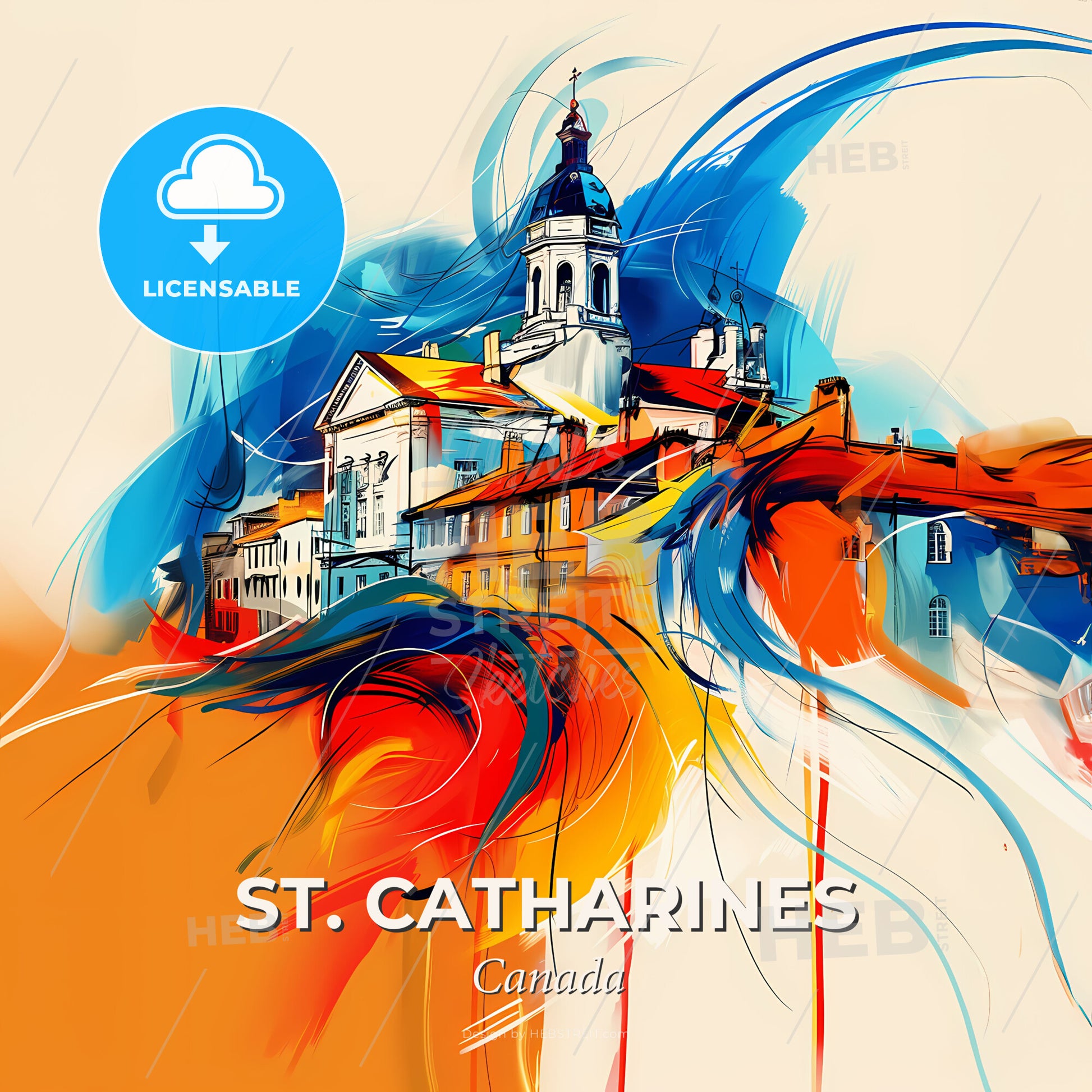 Vibrant St. Catharines, Canada - A Colorful Painting Of A Building - Square format print template