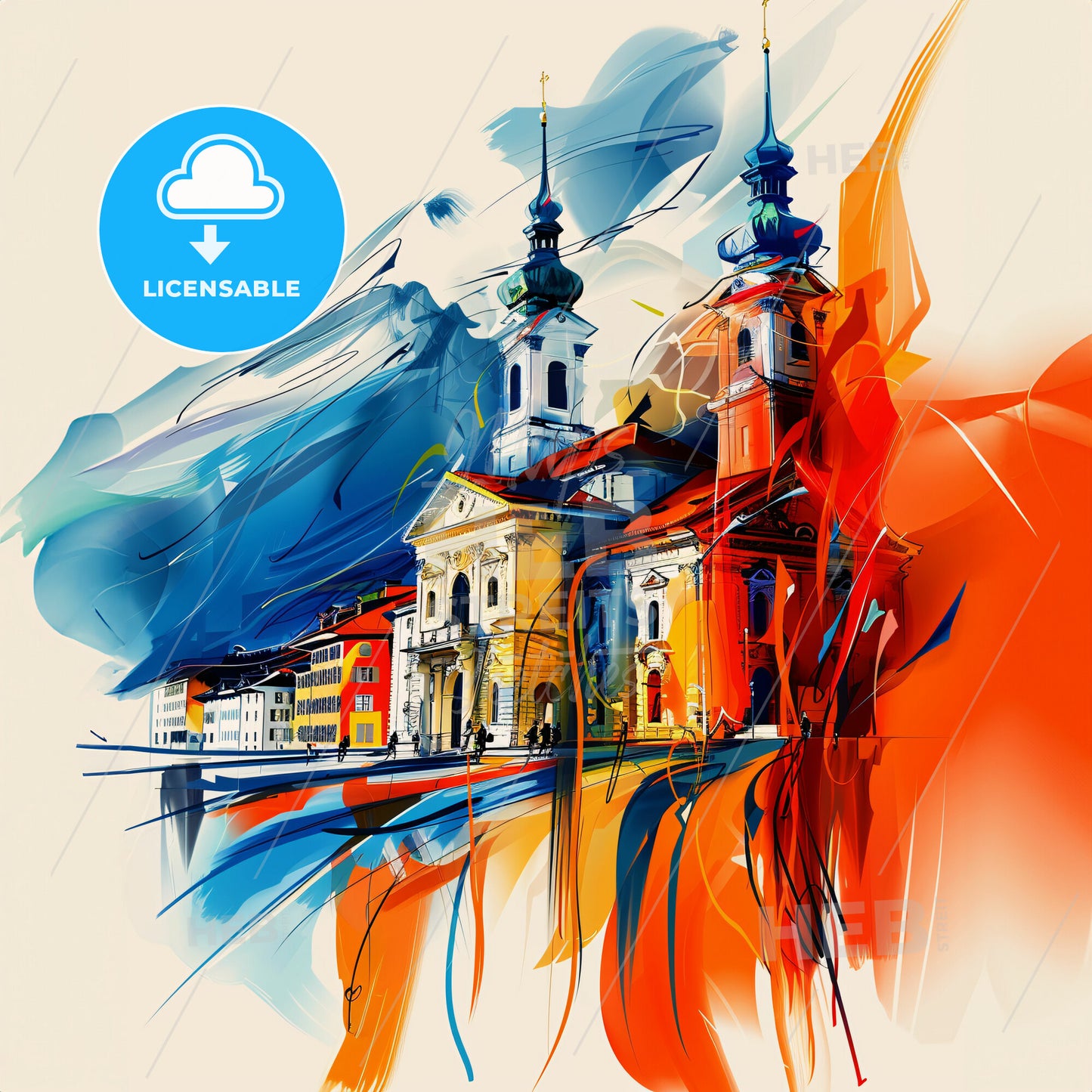 Vibrant St. Gallen, Switzerland - A Painting Of A Building