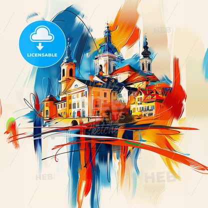 Vibrant St. Gallen, Switzerland - A Painting Of A Building