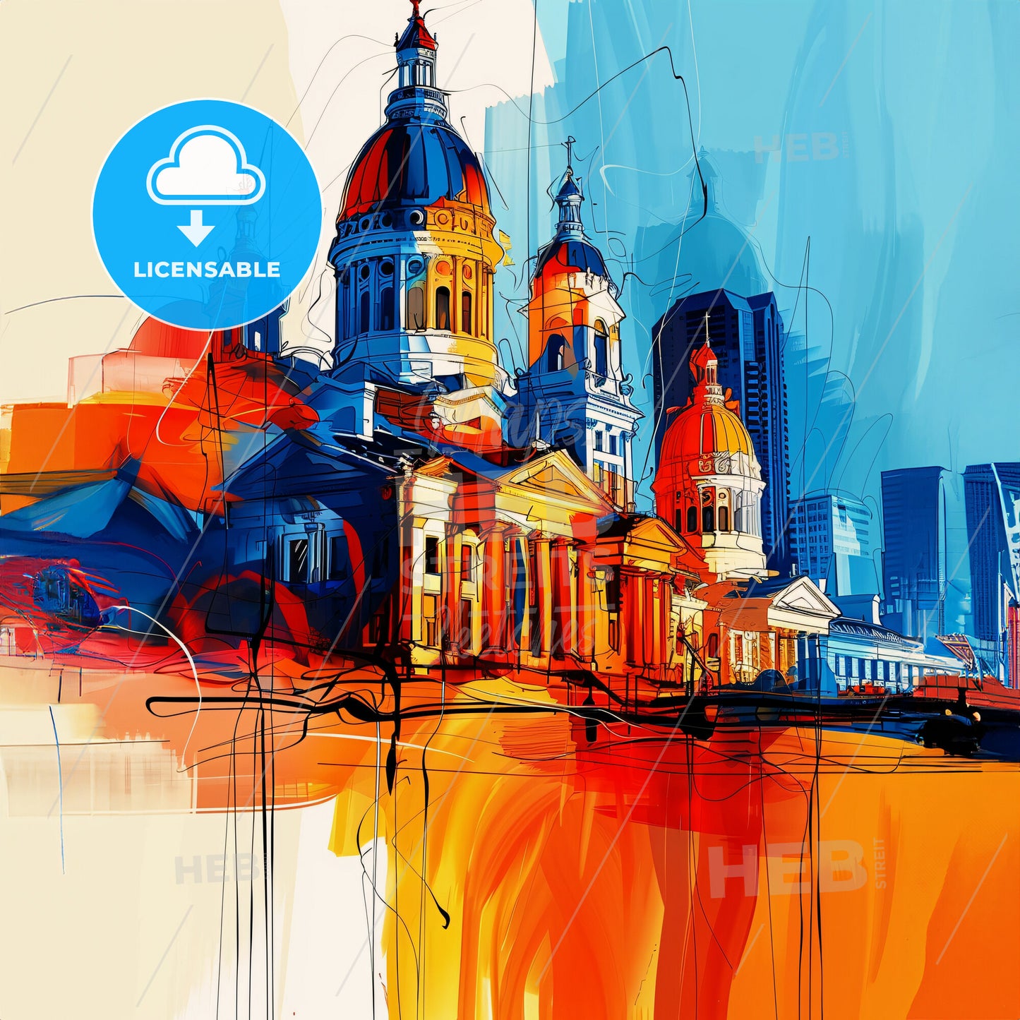 Vibrant St. Louis, Missouri - A Colorful Painting Of A Building