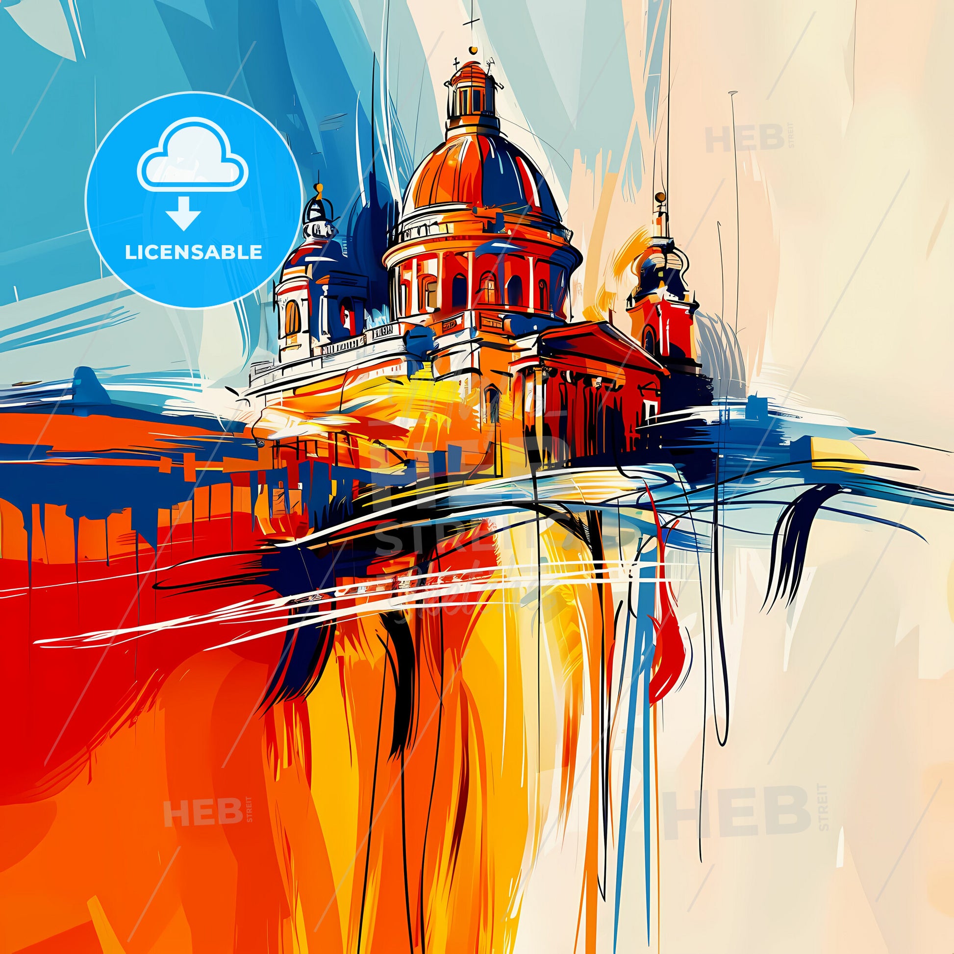 Vibrant St. Petersburg, Florida - A Painting Of A Building With A Dome