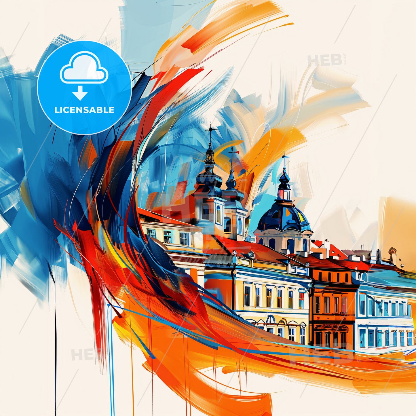 Vibrant Ústínadlabem, Czechia - A Colorful Painting Of Buildings