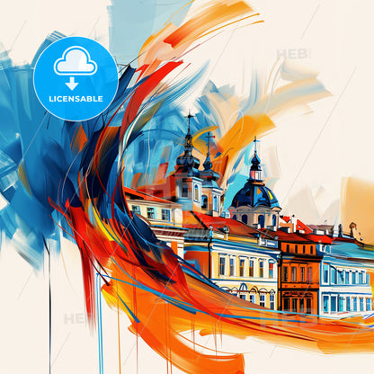 Vibrant Ústínadlabem, Czechia - A Colorful Painting Of Buildings