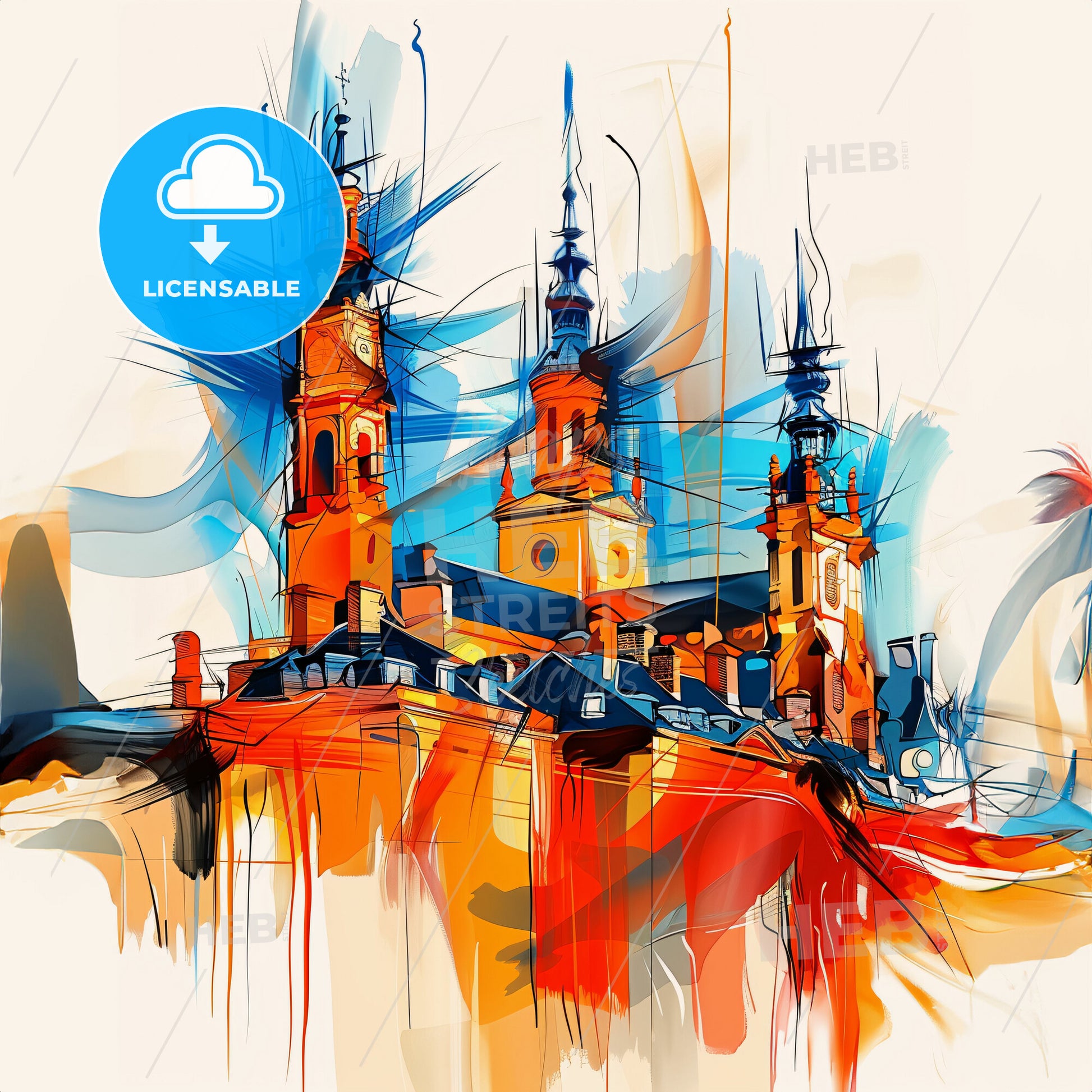 Vibrant Stafford, England - A Painting Of A Building With Towers