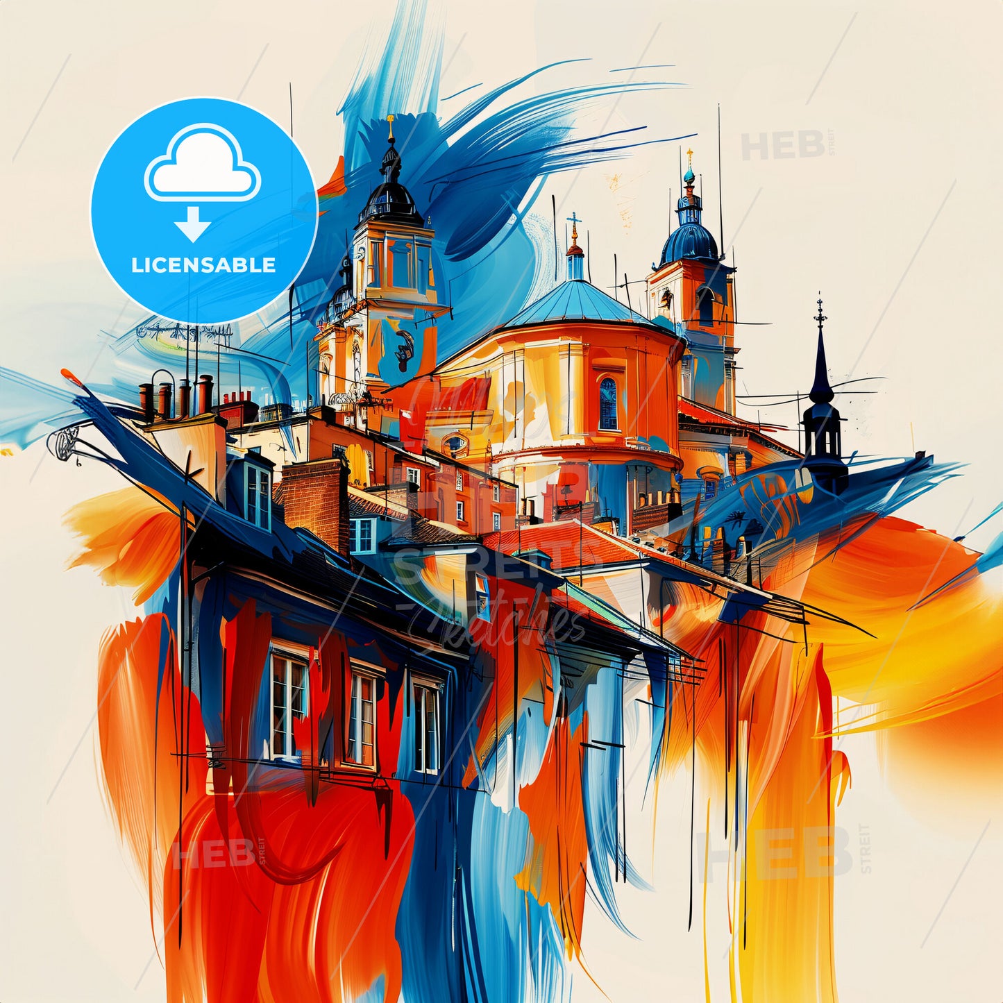 Vibrant Stafford, England - A Painting Of A Building