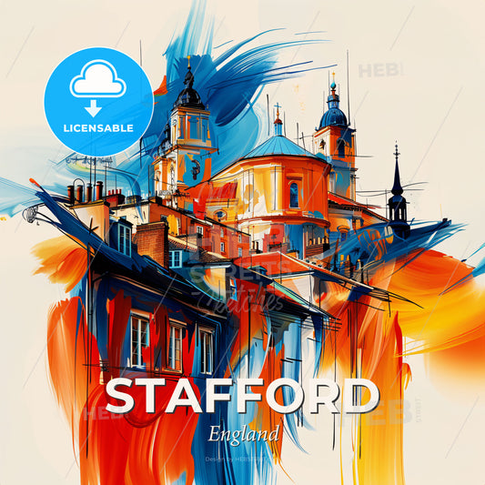 Vibrant Stafford, England - A Painting Of A Building - Square format print template