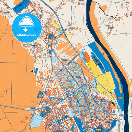 Colorful Stalowa Wola Street Map with Labels and Buildings