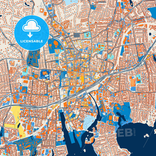 Colorful Stamford Street Map with Labels and Buildings