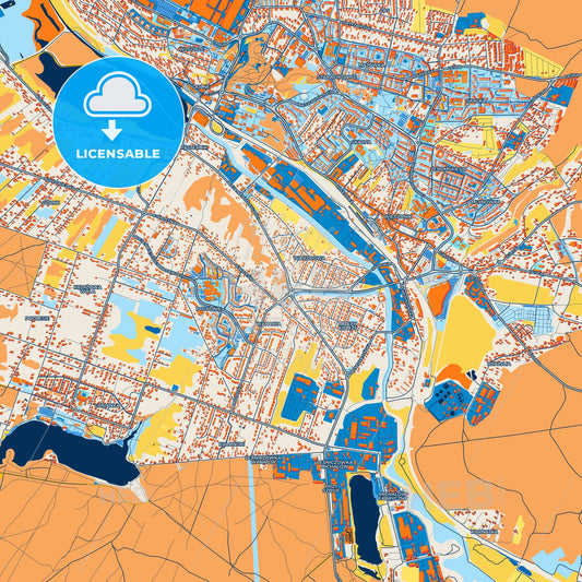 Colorful Starachowice Street Map with Labels and Buildings