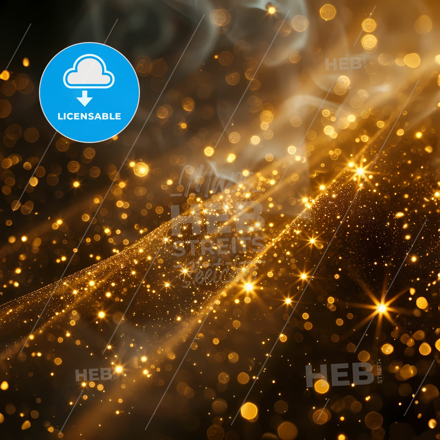 Stars and Scars: The Cosmic Canvas - A gold glitter and smoke