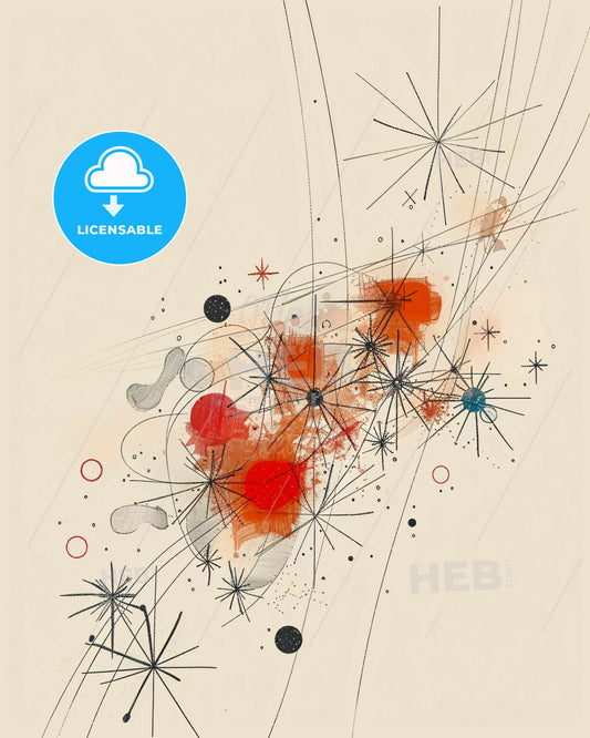 Cosmic Silhouette on Desert Horizon - A close up of a painting