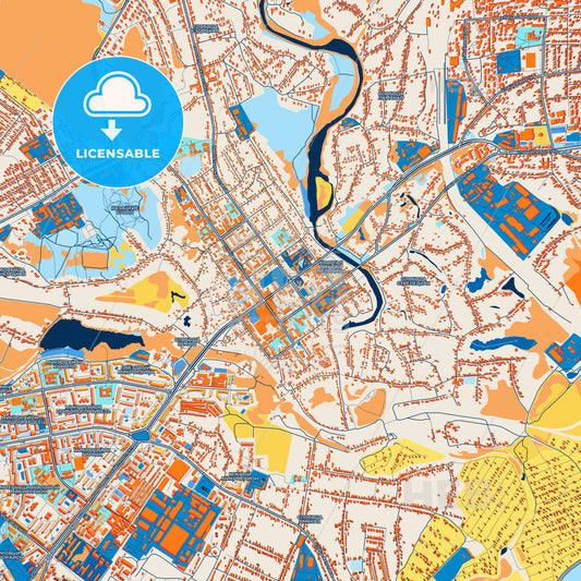 Colorful Stary Oskol Street Map with Labels and Buildings