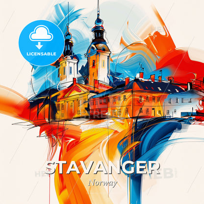 Vibrant Stavanger, Norway - A Colorful Painting Of Buildings - Square format print template