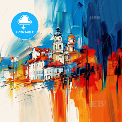 Vibrant Stavanger, Norway - A Painting Of A Building