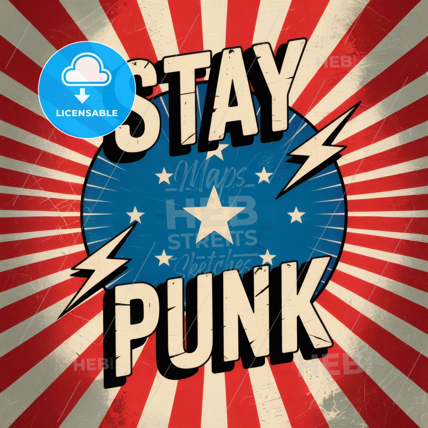 Stay PUNK Retro Sunburst Poster: Bold Graphic Art for Rock Aficionados