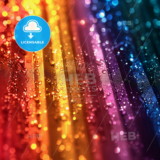 Stellar Spectrum: A Celestial Colorway - A rainbow colored background with water droplets