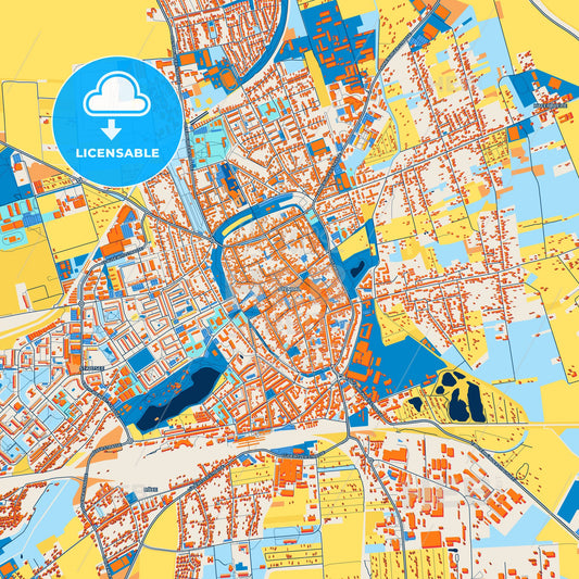 Colorful Stendal Street Map with Labels and Buildings