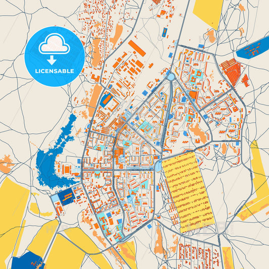 Colorful Stepnogorsk Street Map with Labels and Buildings