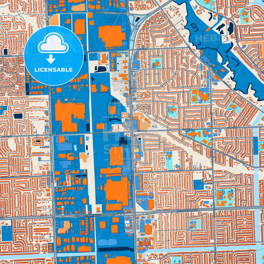 Colorful Sterling Heights Street Map with Labels and Buildings