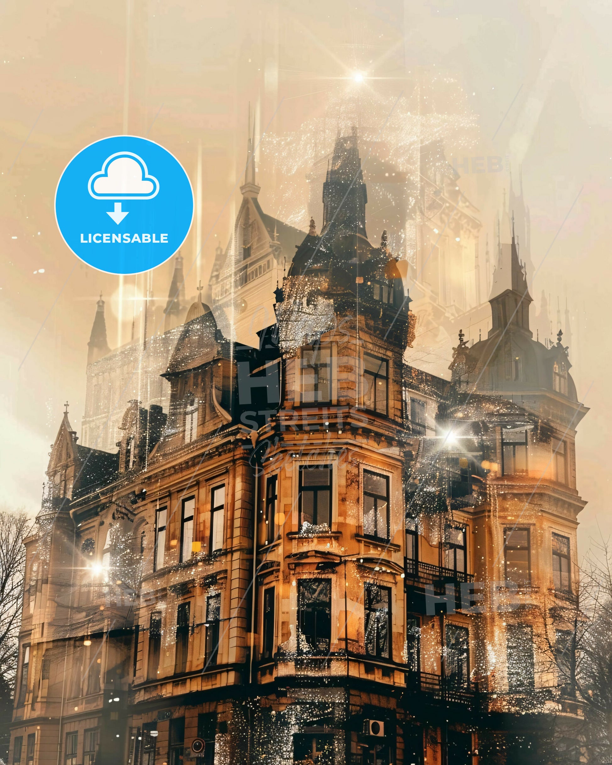 Ostersund Skyline: Double Exposure Art With Sparkle - A building with many windows