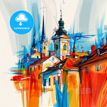 Vibrant Östersund, Sweden - A Colorful Painting Of A Building