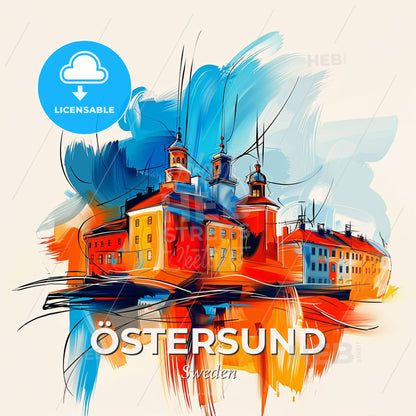 Vibrant Östersund, Sweden - A Painting Of A Building - Square format print template