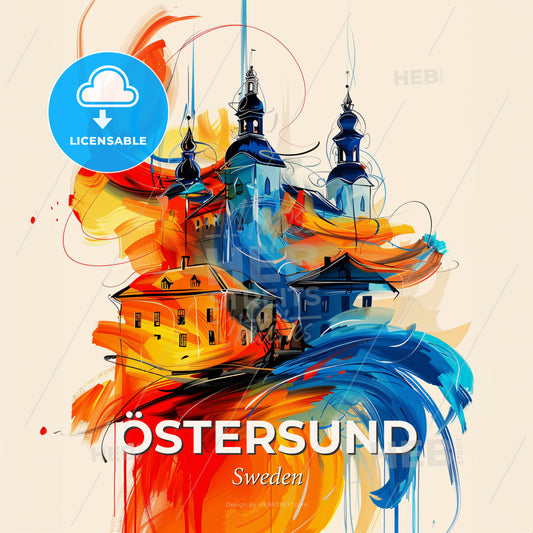 Vibrant Östersund, Sweden - A Colorful Painting Of Buildings - Square format print template