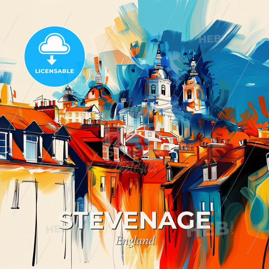 Vibrant Stevenage, England - A Painting Of A City - Square format print template