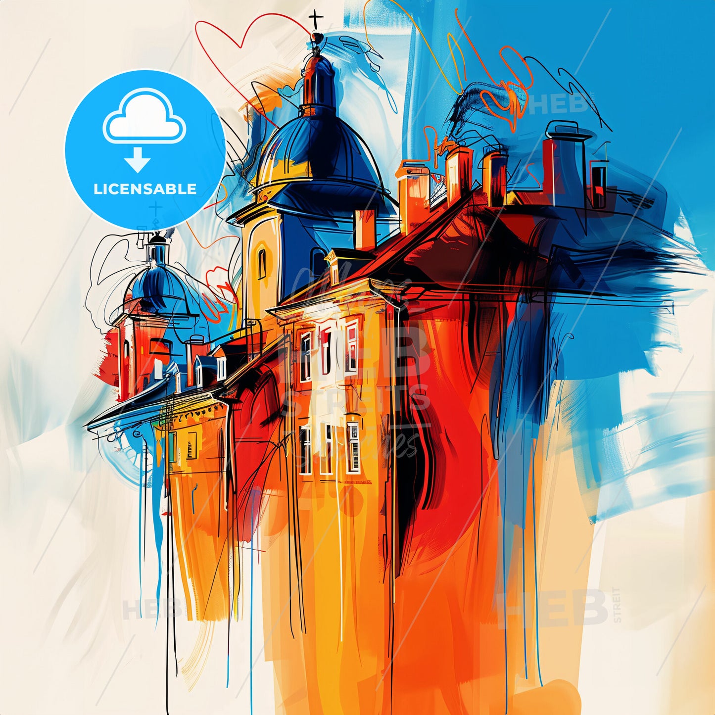 Vibrant Stevenage, England - A Painting Of A Building