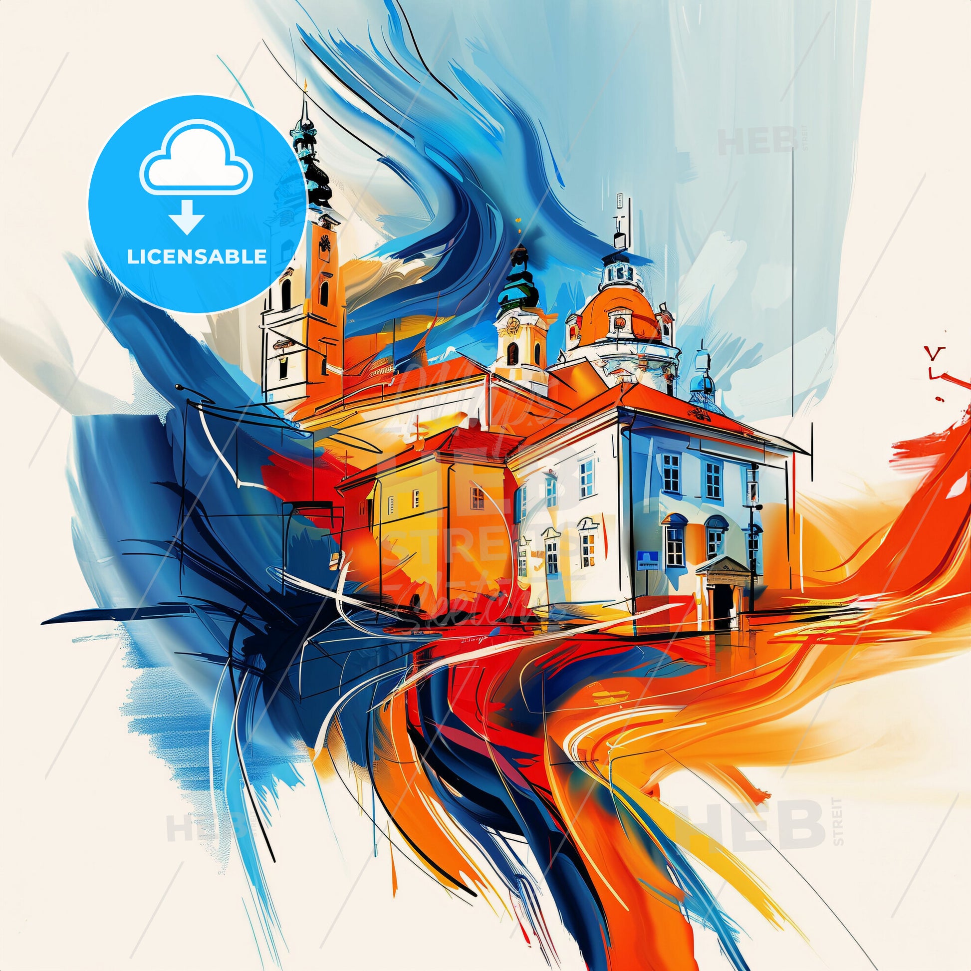 Vibrant Steyr, Austria - A Painting Of A Building