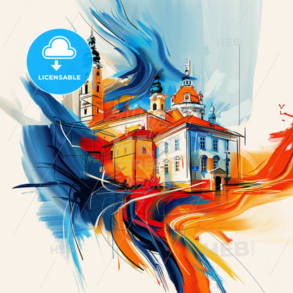 Vibrant Steyr, Austria - A Painting Of A Building