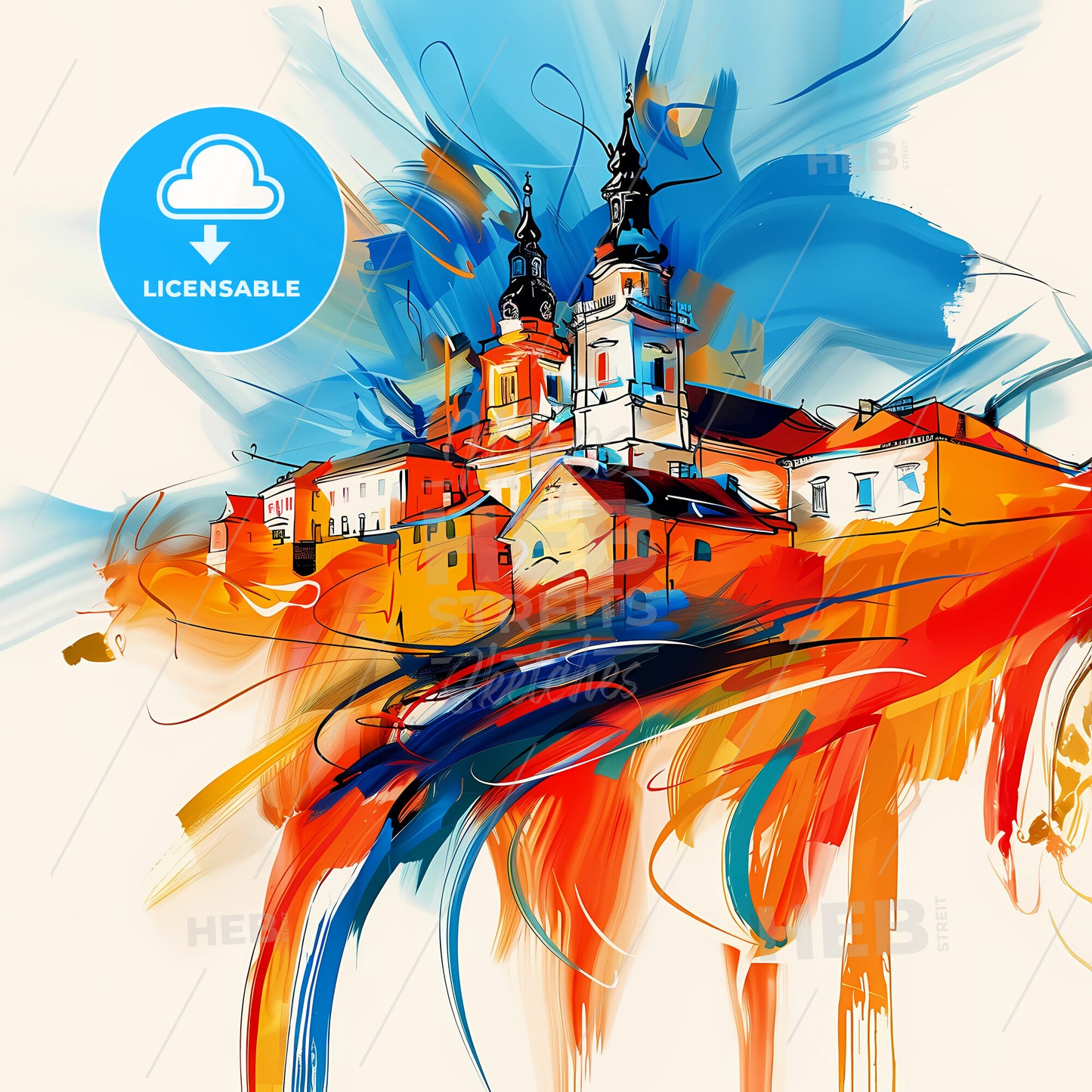 Vibrant Steyr, Austria - A Painting Of A Building