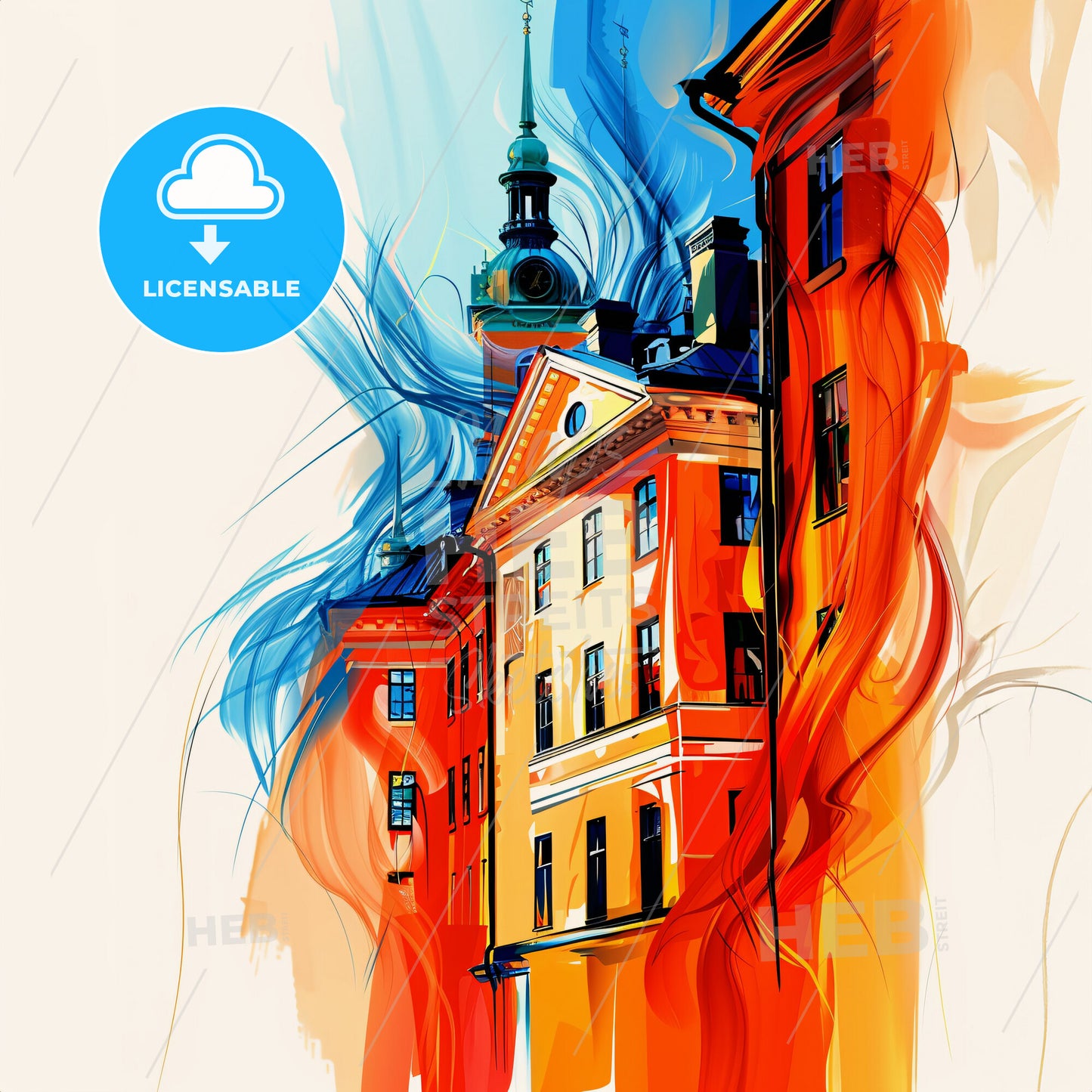 Vibrant Stockholm, Sweden - A Painting Of A Building