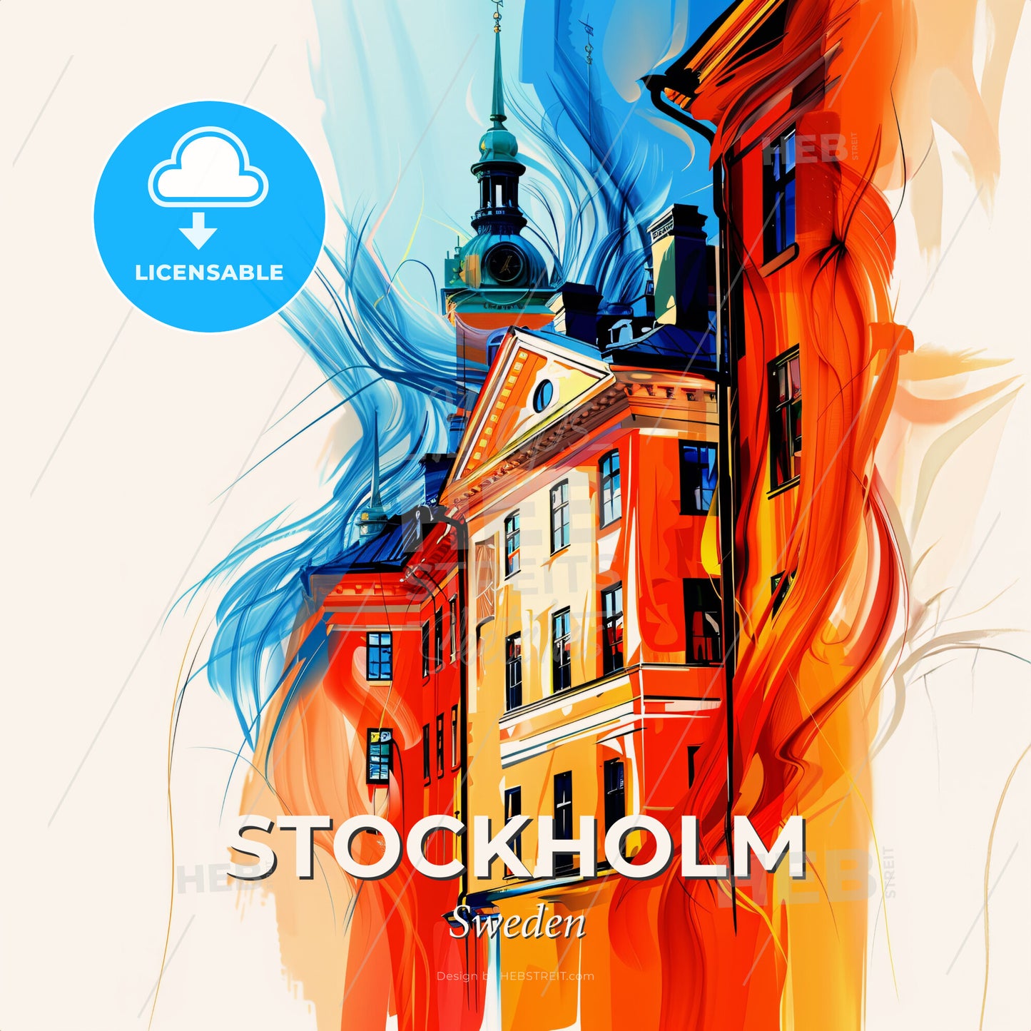 Vibrant Stockholm, Sweden - A Painting Of A Building - Square format print template
