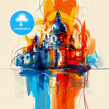 Vibrant Stockport, England - A Painting Of A Building With Colorful Paint