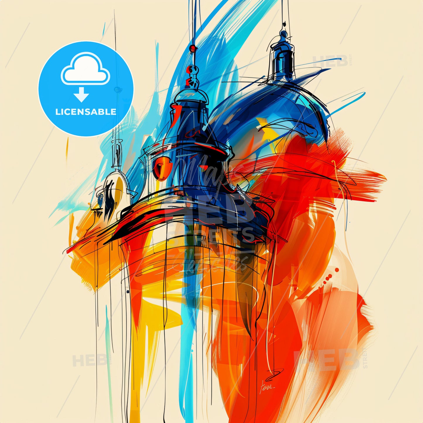 Vibrant Stockport, England - A Painting Of A Building