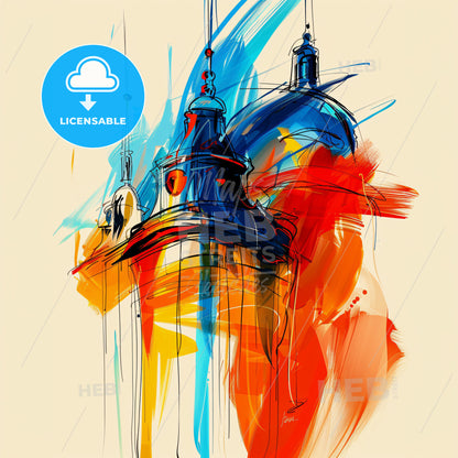 Vibrant Stockport, England - A Painting Of A Building