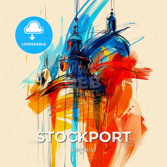 Vibrant Stockport, England - A Painting Of A Building - Square format print template