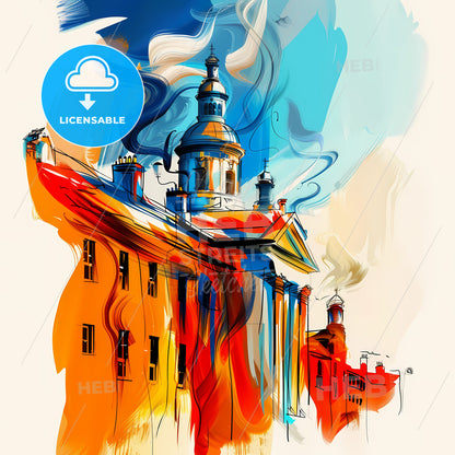 Vibrant Stockton-On-Tees, England - A Painting Of A Building