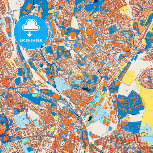 Colorful Stoke-on-Trent Street Map with Labels and Buildings