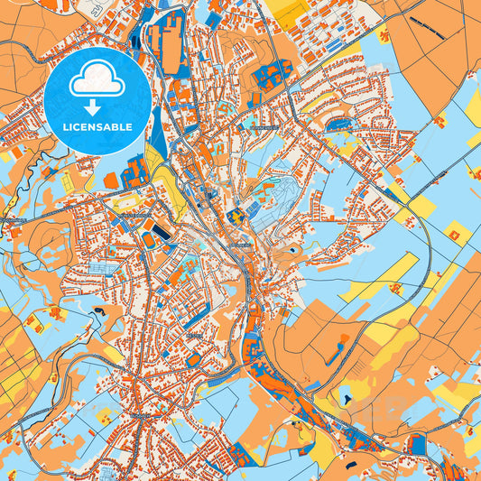 Colorful Stolberg (Rheinland) Street Map with Labels and Buildings