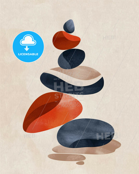 Zen Path: Harmony in Lines and Hues - A stack of rocks in different colors