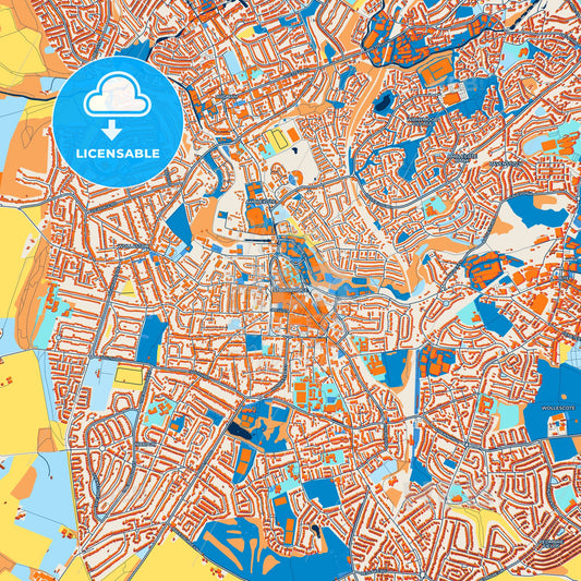 Colorful Stourbridge Street Map with Labels and Buildings