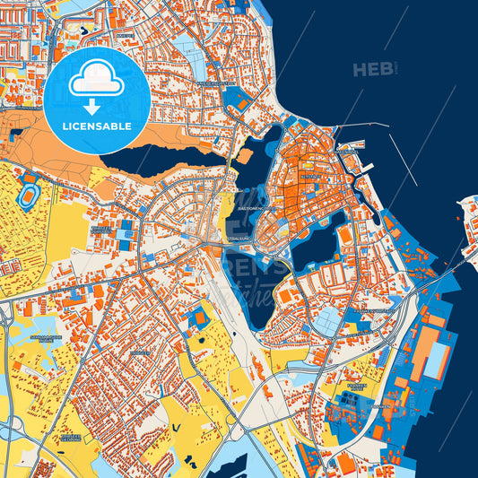 Colorful Stralsund Street Map with Labels and Buildings