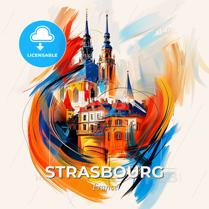Vibrant Strasbourg, France - A Colorful Painting Of Buildings - Square format print template