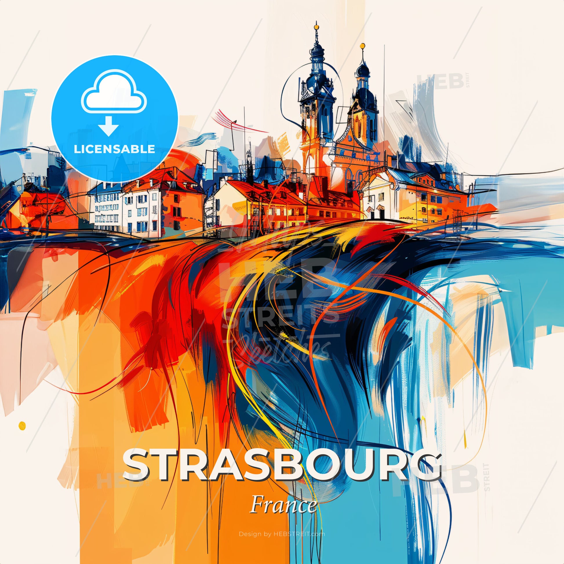 Vibrant Strasbourg, France - A Painting Of A City - Square format print template