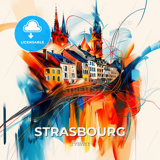 Vibrant Strasbourg, France - A Painting Of A City - Square format print template