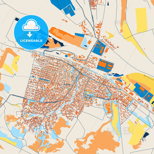 Colorful Strășeni Street Map with Labels and Buildings