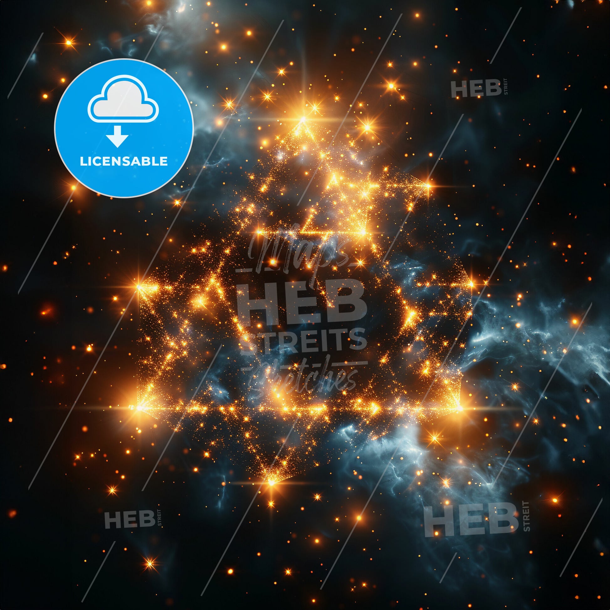 Strategic Horizons: Blueprint of Progress - A star shaped glowing triangle with stars in the sky